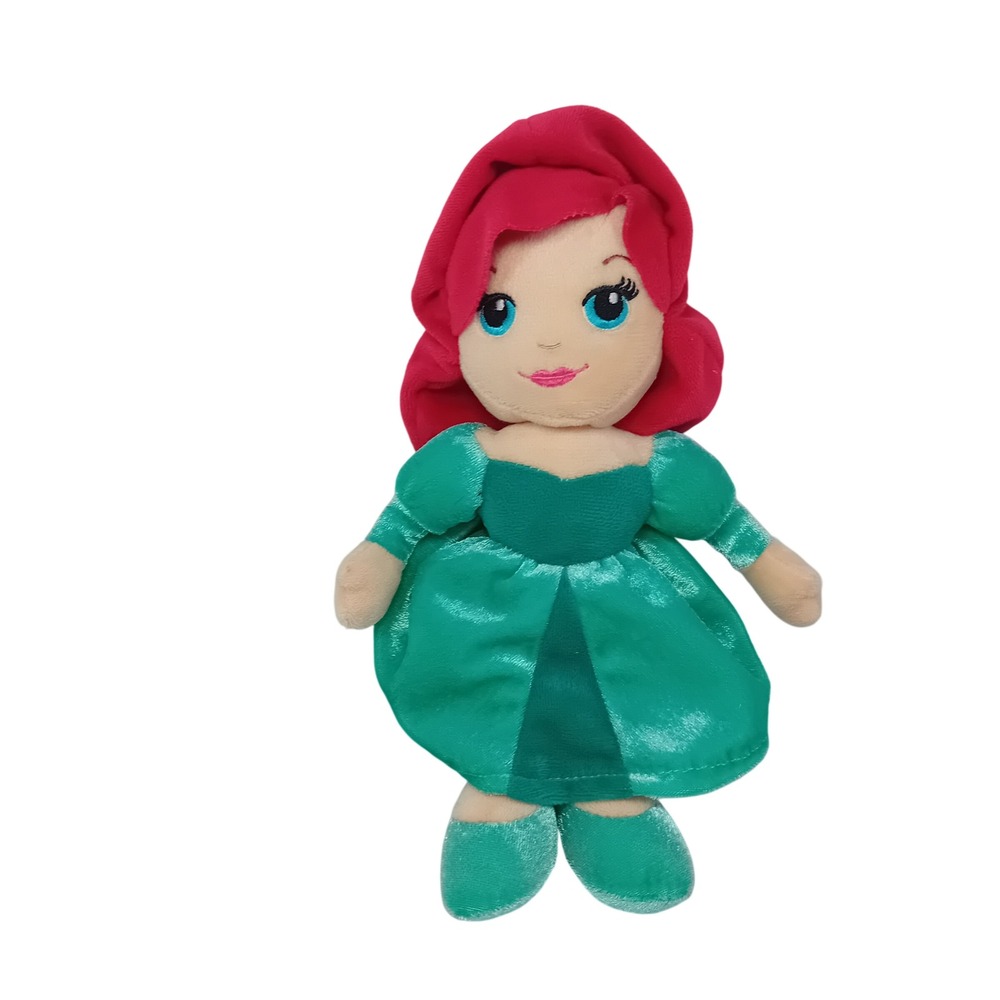 UK Disney Store Ariel Soft Plushie Doll Green Dress Little Mermaid Princess 10"